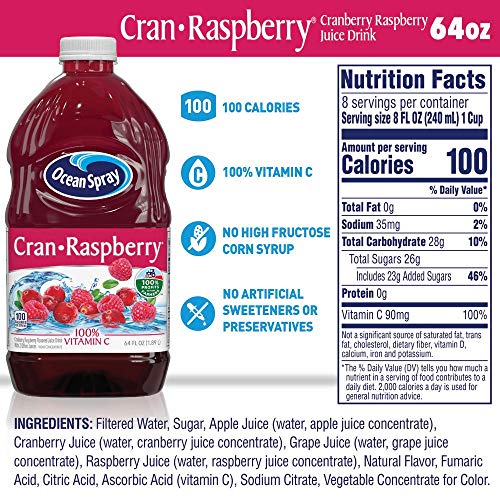 Ocean Spray Cran-Raspberry Juice Drink, 64 Ounce Bottles Pack o...