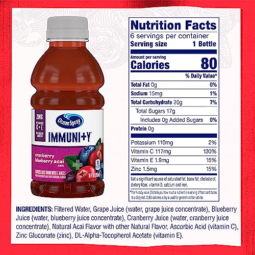 Ocean Spray Immunity Cranberry Bluberry Acai Juice, 10 Fl Oz, 6 ...