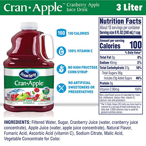 Ocean Spray Juice Drink, Cran-Apple, 3 Liter Bottle