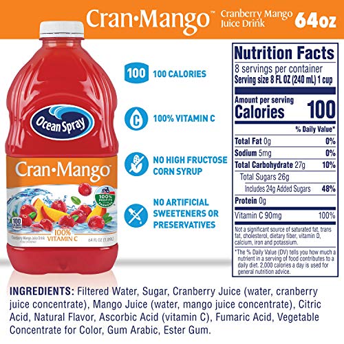 Ocean Spray Juice Drink, Cranberry Mango, 64 Fl Oz Bottle