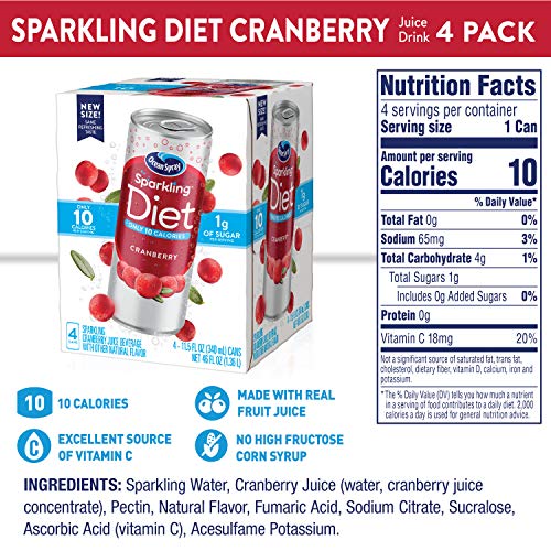 Ocean Spray Sparkling Diet Cranberry Cocktail, 11.5 Oz Can, Case...