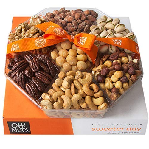 Oh! Nuts Christmas, Gourmet Nut Gift Baskets, Jumbo 2Lb 7 Variet