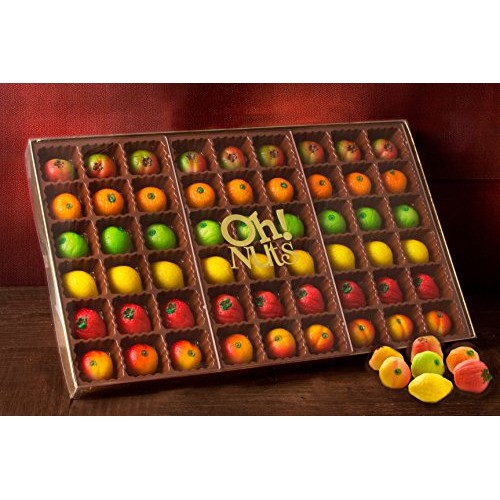 Oh! Nuts Fresh Gourmet Marzipan Candy Fruits Basket, 54 Piece Ho