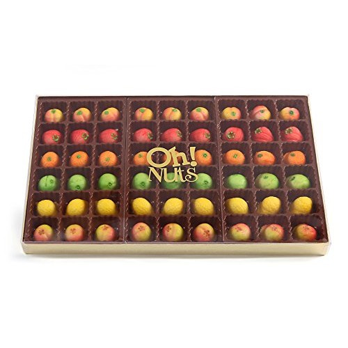 Oh! Nuts Fresh Gourmet Marzipan Candy Fruits Basket, 54 Piece Ho