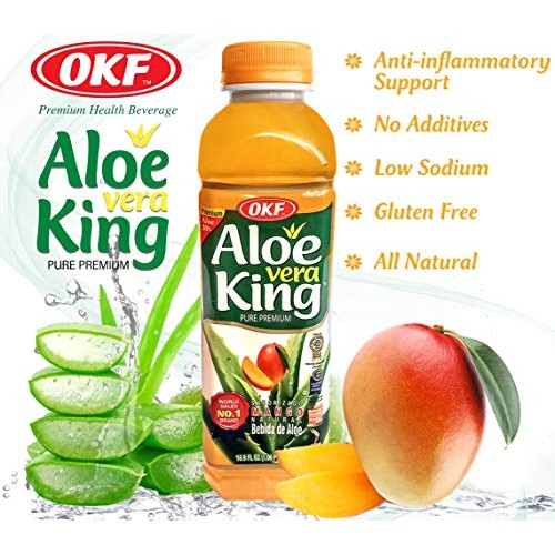 Okf Aloe Vera King Mango Drink, 16.9Oz Pack Of 10