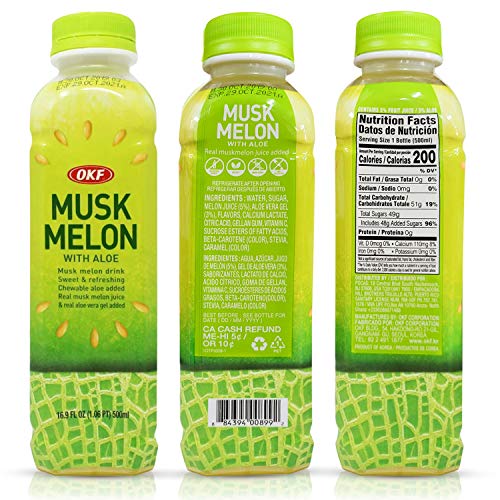 Okf Melon With Aloe Vera Drink, 16.9 Fluid Ounce With Pure Aloe