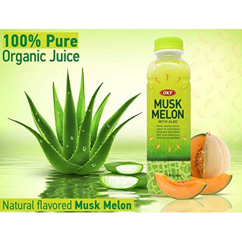 Okf Melon With Aloe Vera Drink, 16.9 Fluid Ounce With Pure Aloe