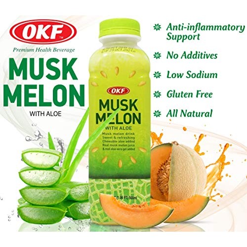 Okf Melon With Aloe Vera Drink, 16.9 Fluid Ounce With Pure Aloe