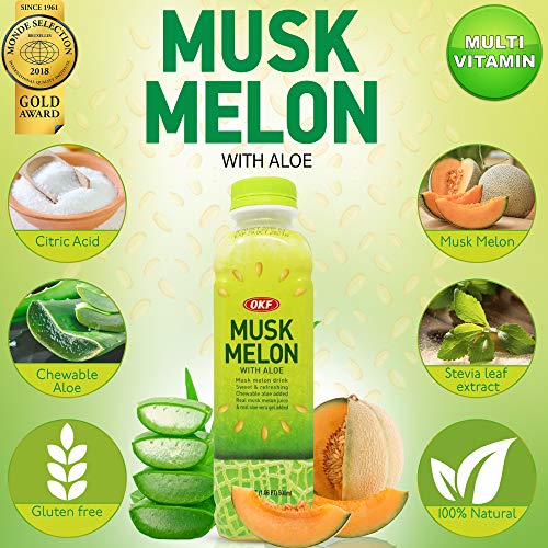 Okf Melon With Aloe Vera Drink, 16.9 Fluid Ounce With Pure Aloe