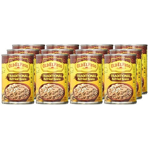 Old El Paso Traditional Refried Beans, 12 Cans, 1 Pound Pack Of