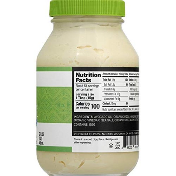 Primal Kitchen Avocado Oil Mayonnaise, 32 Ounces 