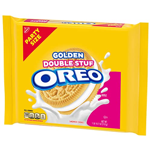 OREO Double Stuf Golden Sandwich Cookies, Party Size, 26.7 oz