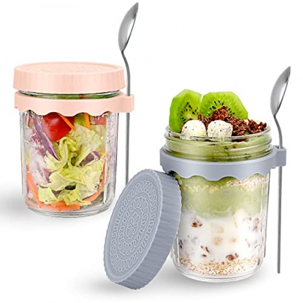 Overnight Oats Container Airtight Oatmeal Glass Jars With Lid And