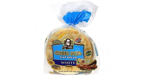 Greek Pita Flat Bread White, 12 ct (each bag) NON GMO Vegan