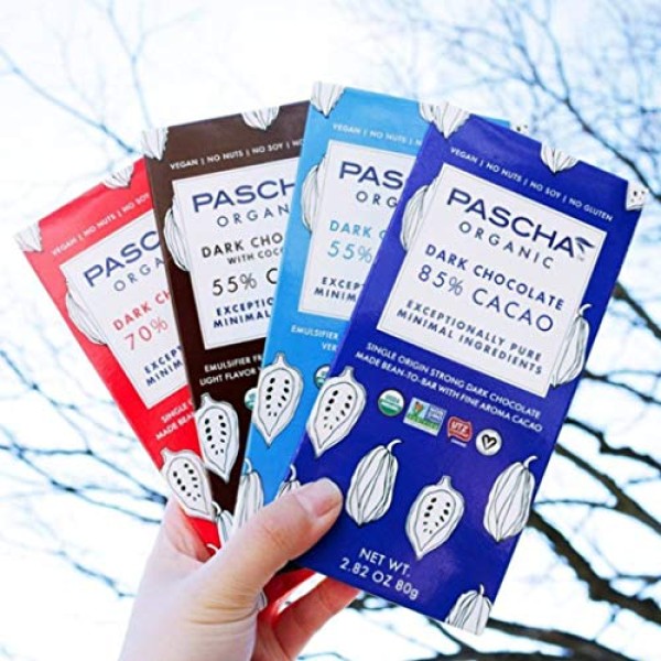 Pascha Organic Vegan Dark Chocolate Bars 55% Cacao with Cocoa