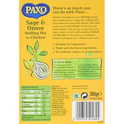 Paxo Sage &Amp; Onion Stuffing 380G