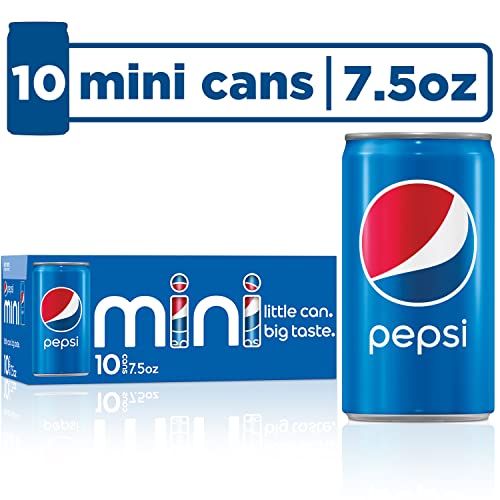 Pepsi Soda, Mini Cans, 7.5 Ounce Pack of 10