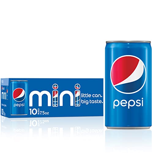 Pepsi Soda, Mini Cans, 7.5 Ounce Pack of 10