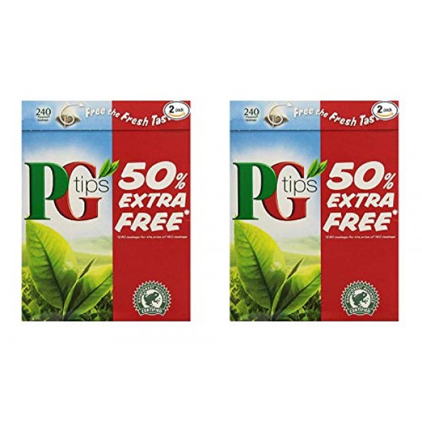 PG Tips Black Tea, Pyramid Tea Bags, 80-Count Boxes (Pack of 4
