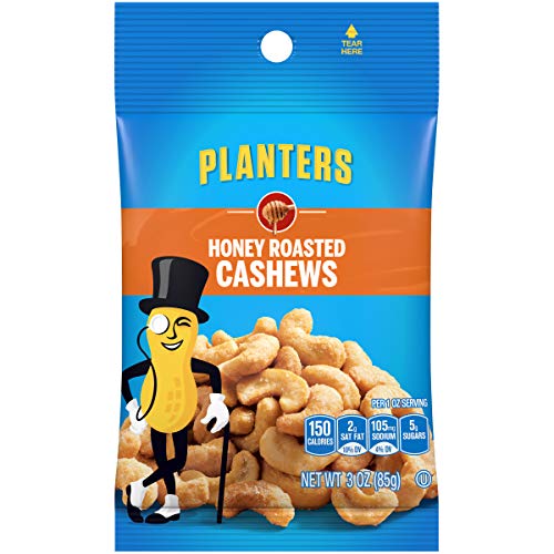 Planters Honey Roasted Cashews 3 Oz Bags, Pack Of 12