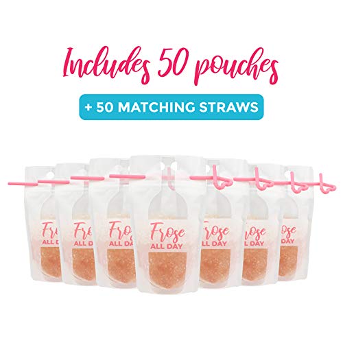 Frose All Day Drink Pouches with Straw for Adults freezable [50 ...