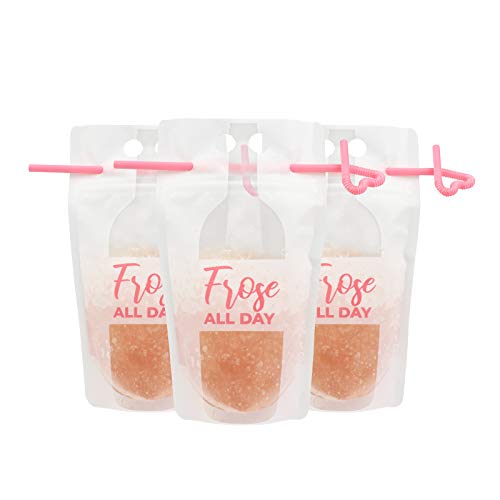 Frose All Day Drink Pouches with Straw for Adults freezable [50 ...