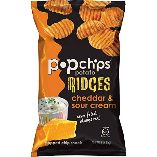 Popchips Cheddar and Sour Cream Ridges Popped Snack Chips,