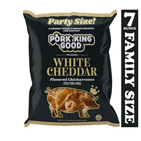 Pork King Good White Cheddar Pork Rinds 7 OZ FAMILY SIZE