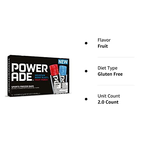 Powerade Sports Freezer Bars 1.5 oz Refreshing Ice Pops with Ele...