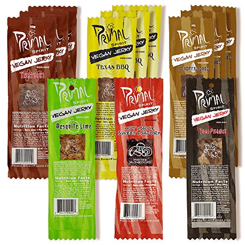 Primal Spirit Vegan Jerky - Most Popular Flavors Pack, 10 G. Pla