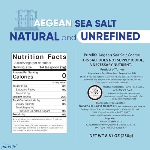 Purelife Aegean Sea Salt Coarse PET Bottle with Ceramic Mill – E...