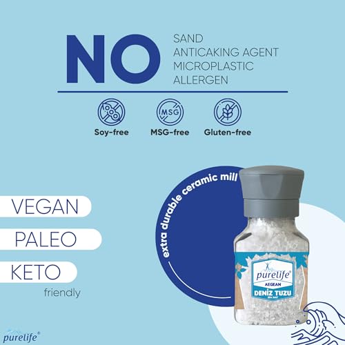 Purelife Aegean Sea Salt Coarse PET Bottle with Ceramic Mill – E...