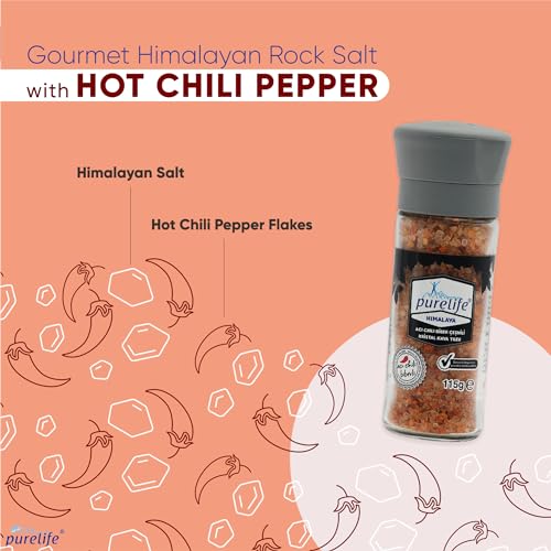 Purelife Himalayan Salt with HOT Chili Pepper- Gourmet Kosher Na...