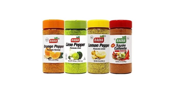 Badia Citrus Pepper Bundle - Lemon Pepper 6.5 Oz, Orange Pepper 6.5 Oz,  Lime Pepper 6.5 Oz - Qbin Recipe Card - Variety Pack of 3