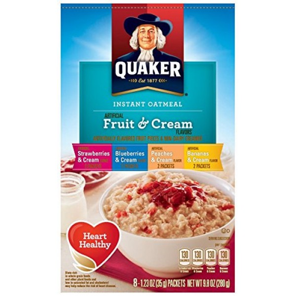 Quaker Instant Oatmeal Fruit & Cream, Variety Pack, 8-Count ...