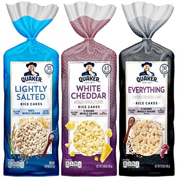 Quaker Rice Cakes, 3 Flavor Topper Variety Pack, (6 Pack)