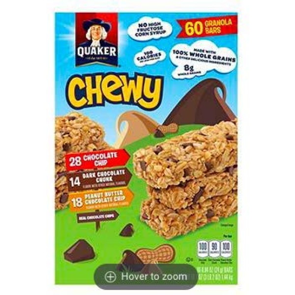 Quaker Chewy Granola Bars Variety Pack 60 Ct 