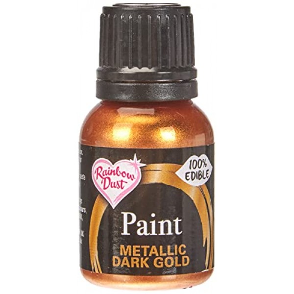 Ready-To-Use Metallic Dark Gold 100% Edible Food Paint For Cake