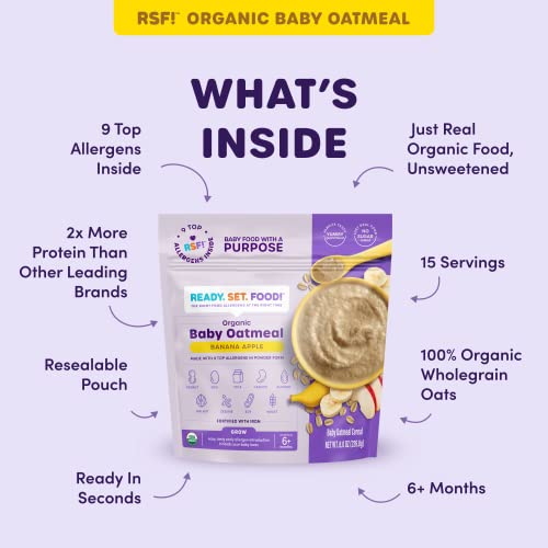 Ready, Set, Food! Organic Baby Oatmeal Cereal | Banana Apple - 2...