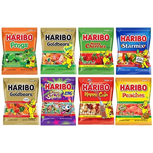 Haribo Gummy Gummies Candy Assorted Variety, Pack Of 8