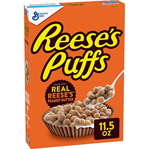 Reeses Peanut Butter Puffs, Breakfast Cereal, Large Size, 16.7 Oz