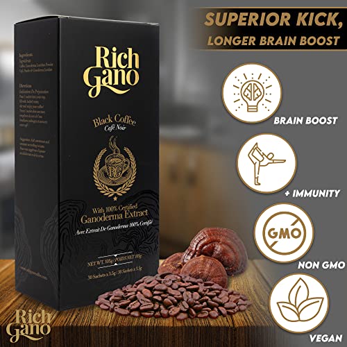 Rich Gano Mushroom Coffee – 210 Sachets Black Coffee with Ganode...