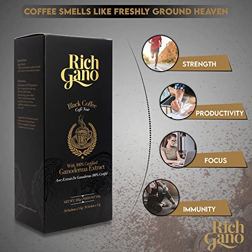 Rich Gano Mushroom Coffee – 210 Sachets Black Coffee with Ganode...