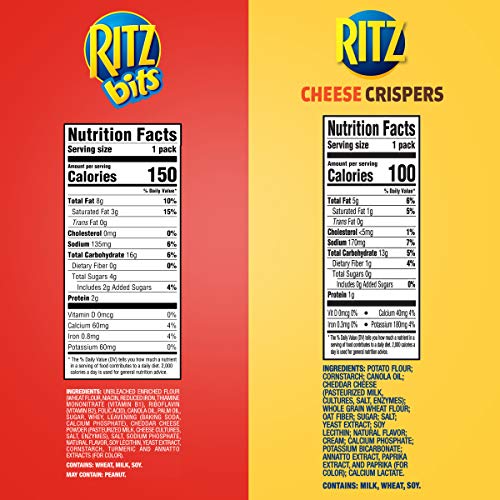 Ritz Bits Crackers &Amp; Crispers Cheddar Chips Variety Pack, Snack