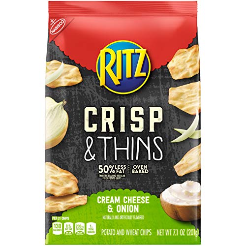 Ritz Crisp And Thins Cream Cheese And Onion Chips, 7.1 Oz, Pack