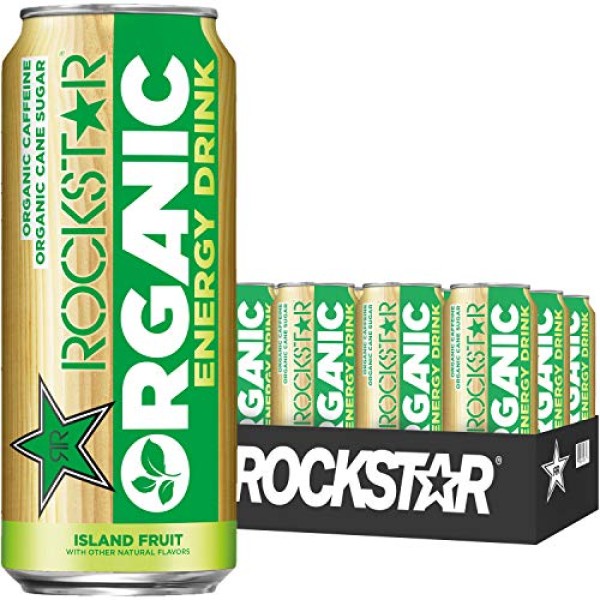 Rockstar Energy Drink Organic Island Fruit, 15 Oz, 12 Pack