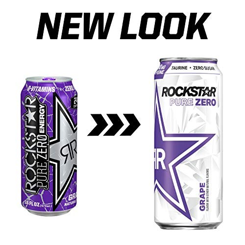 Rockstar Energy Drink Pure Zero, Grape, 16 Ounce Pack Of 24, 3