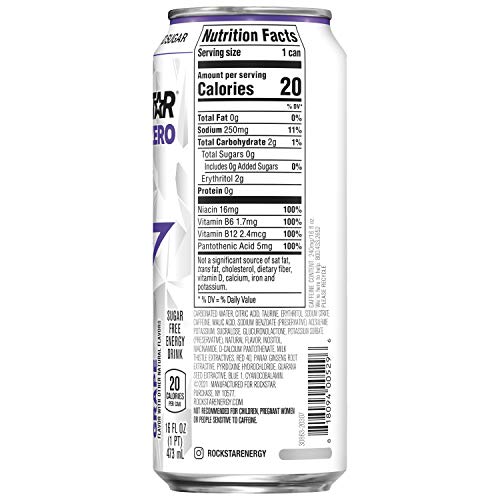 Rockstar Energy Drink Pure Zero, Grape, 16 Ounce Pack Of 24, 3