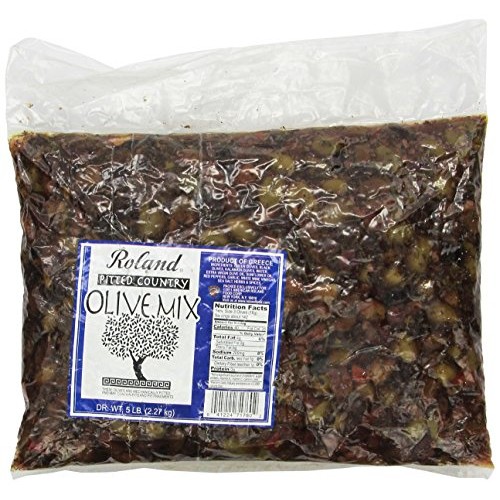 Roland Olives, Pitted Greek Country Mix, 5 Pound