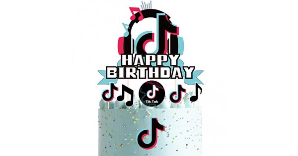 Runide TIK T-ok Happy Birthday Cake Topper,Birthday Decorations ...